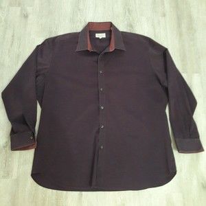 Ted Baker Endurance Purple Dress Shirt Button Up Long Sleeve Size 18 34/35 Mens